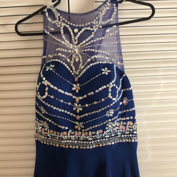 Blue Rhinestone Special Occasion Dress - Picture 2 of 3